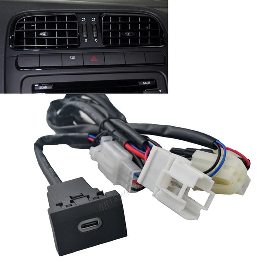 Cargador Auto Rápido QC3.0 + USB-C PD Socket Interfaz con Botón para Volkswagen Polo (2011-2013)