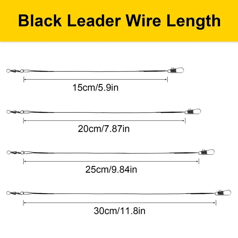 Sedal Acero Líder Anti-Mordida con Giratorio para Pesca (15/20/25/30cm) Accesorio Leadcore (20 Unidades)