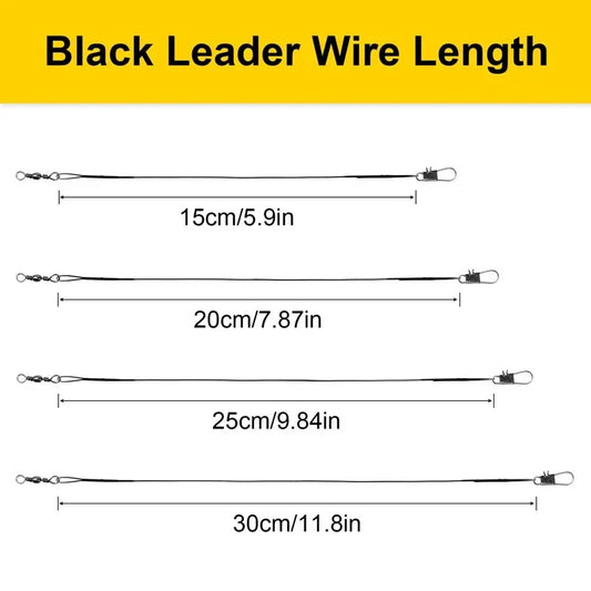 Sedal Acero Líder Anti-Mordida con Giratorio para Pesca (15/20/25/30cm) Accesorio Leadcore (20 Unidades)