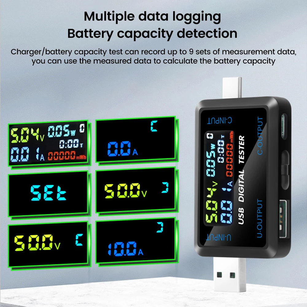 Tester USB Medidor Voltaje/Corriente/Capacidad Batería (Voltímetro Doctor Cargador Power Bank)