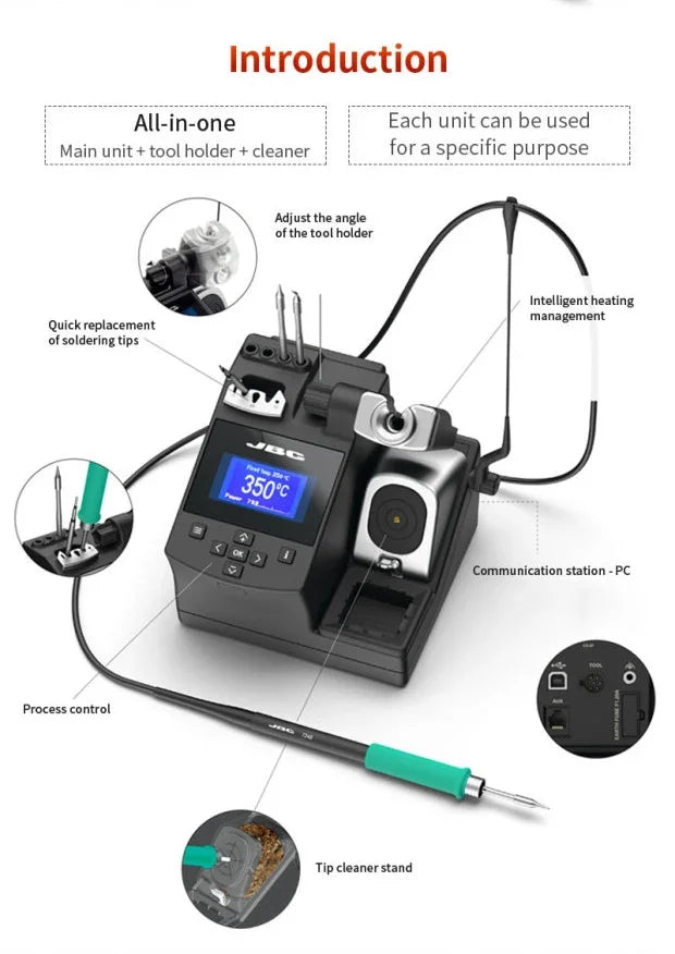 Original JBC CD-2SHQF Welding Platform Precision Integral Soldering Stations With T210-A Handle Pencil