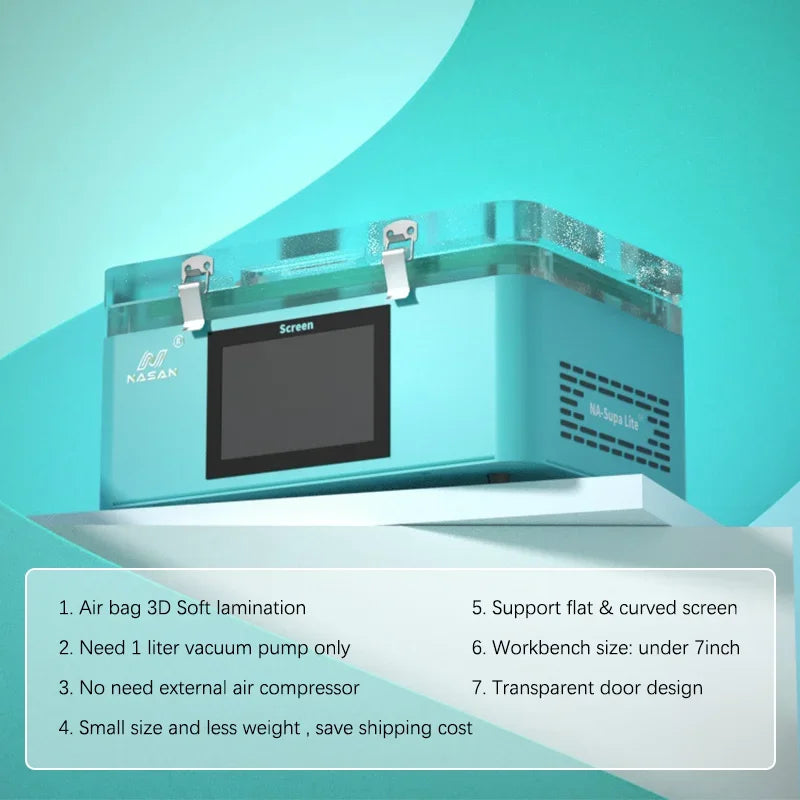 Máquina Laminadora Vacío Nasan NA-SUPA Lite + Removedor Burbujas NA-B2 + Separador NA-SP23 Ultra para Pantalla LCD Plana/Curva Reparación