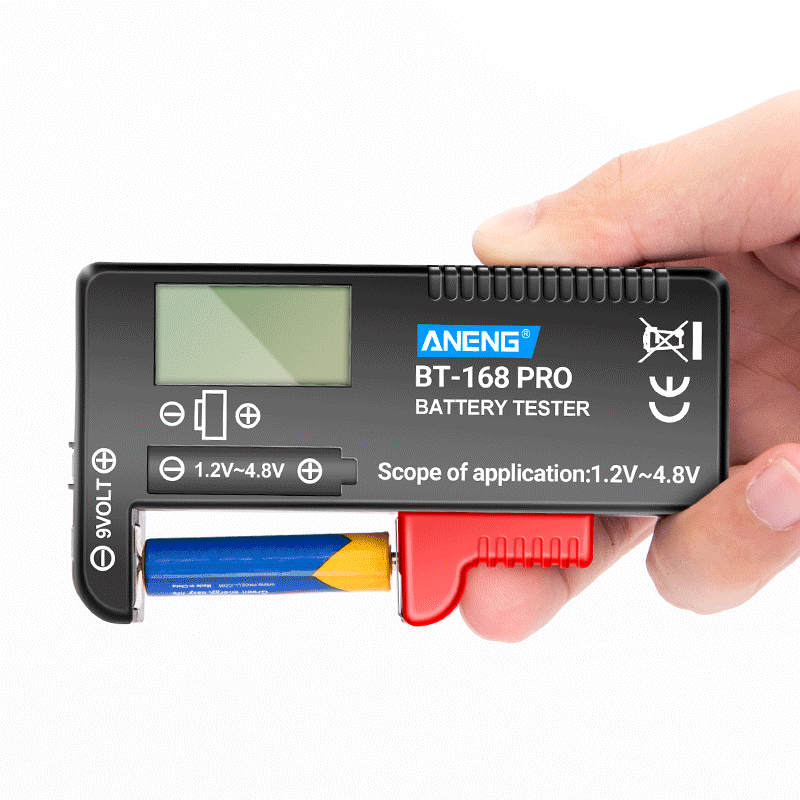 Probador Baterías Digital ANENG BT-168 PRO (Analizador Carga Capacidad) Universal para 9V/AAA/AA/Pila Botón