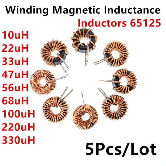 Inductor Núcleo Toroide 65125 Aluminio - Varios Valores (10uH a 220uH) - Lote 5 Piezas