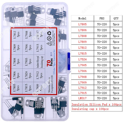 Kit Surtido Transistores/Semiconductores THT (TO-92/126/220) - MOSFET/BJT/Tiristor en Caja