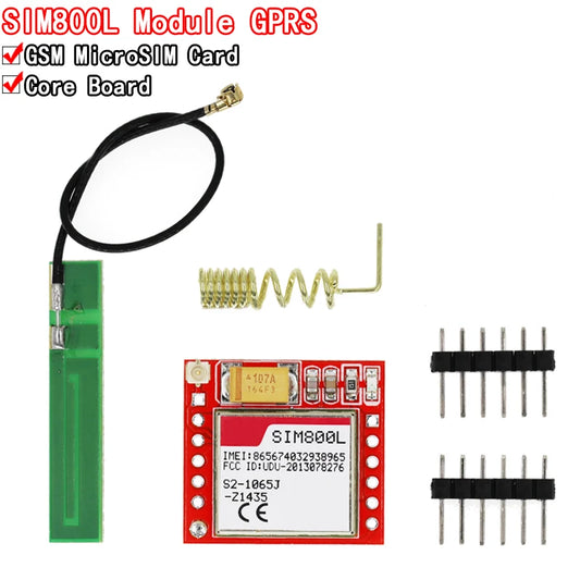 Módulo GSM/GPRS SIM800L (Micro SIM, Quad-Band, Puerto Serial TTL) con Antena PCB para Arduino
