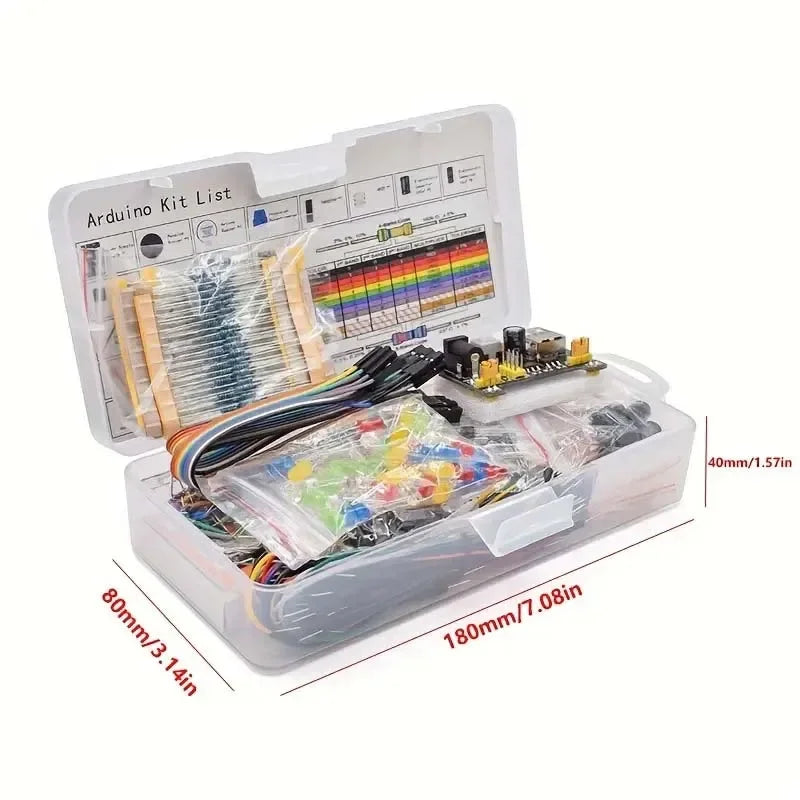 Kit Inicio Electrónica DIY (830 Piezas) para Arduino UNO R3 (Incluye Protoboard y Componentes)