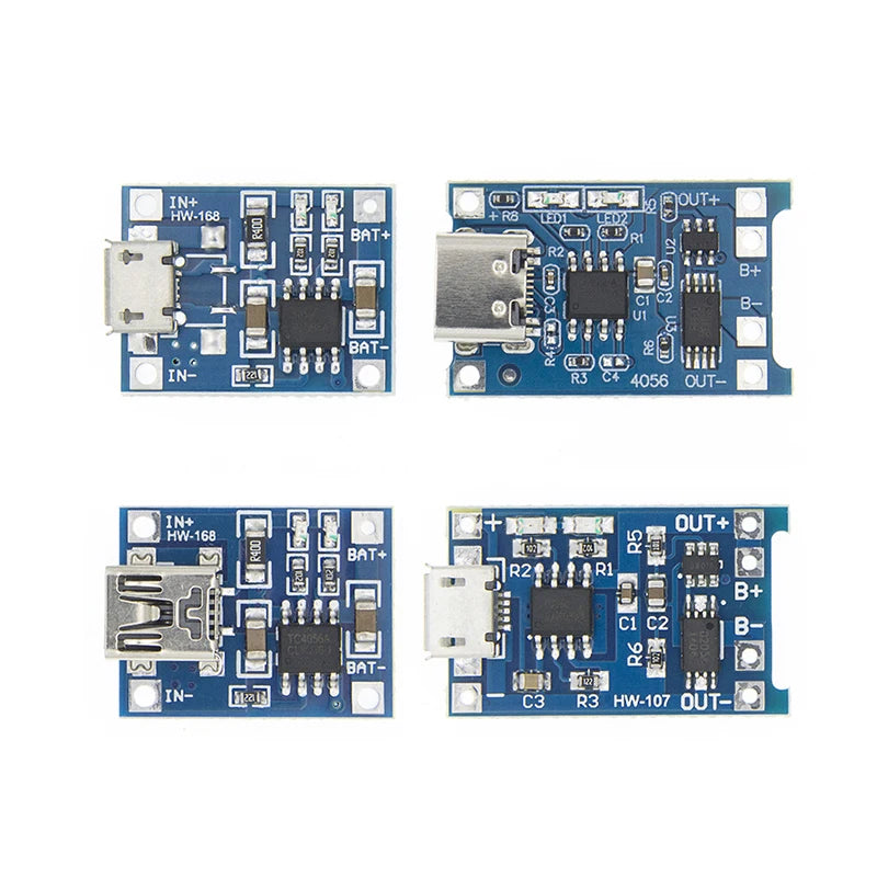 Lote 10 Pcs Módulo Cargador Batería Litio TP4056 5V 1A 18650 con Protección Dual 1A Li-ion