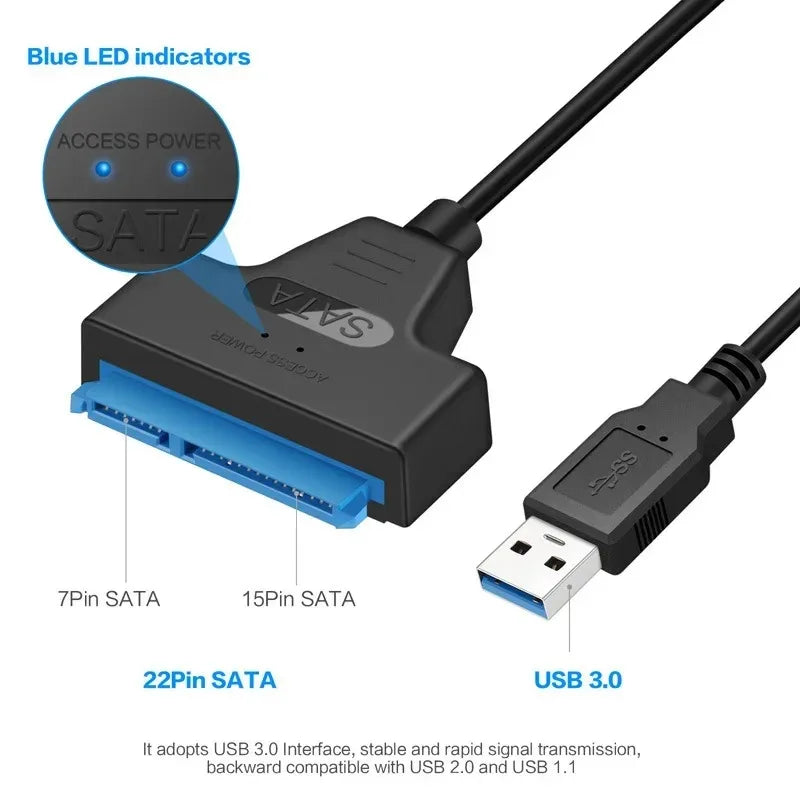 Cable Adaptador Coolcirc USB 3.0 a SATA para Disco Duro HDD/SSD Externo 2.5"