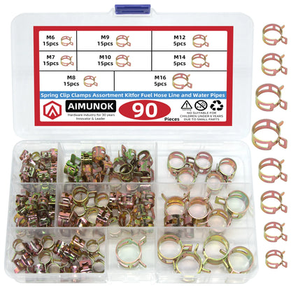 Kit Surtido Abrazaderas Resorte Tipo Japonés para Manguera Combustible/Agua/Aceite Automotriz (75/100/155 Piezas)