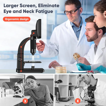 Elikliv EDM11S Digital Microscope 2000X 7" IPS 12MP 1080P Lab Biological Microscope Camera Dual Lens With Remote Control