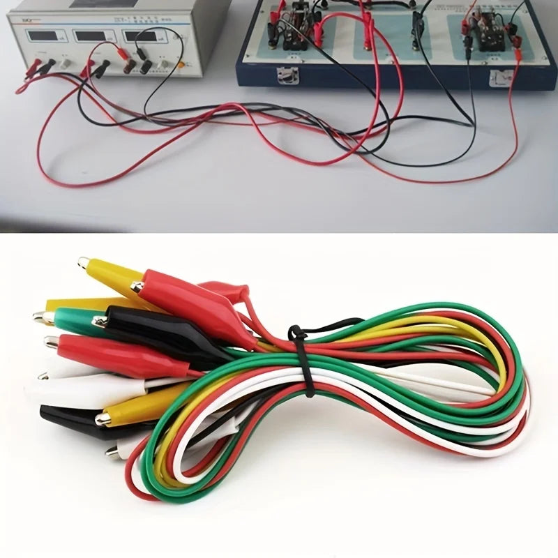 Cables Prueba DIY Pinzas Caimán Doble Extremo (Clip Cocodrilo, 46cm) (Set 10 Unidades)