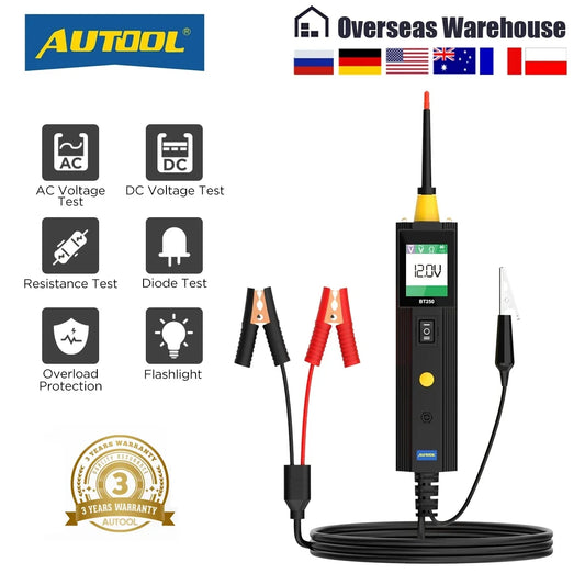 Tester Circuito Automotriz Autool BT250 (6-30V) - Kit Sonda Eléctrica (Power Probe) con Display LED