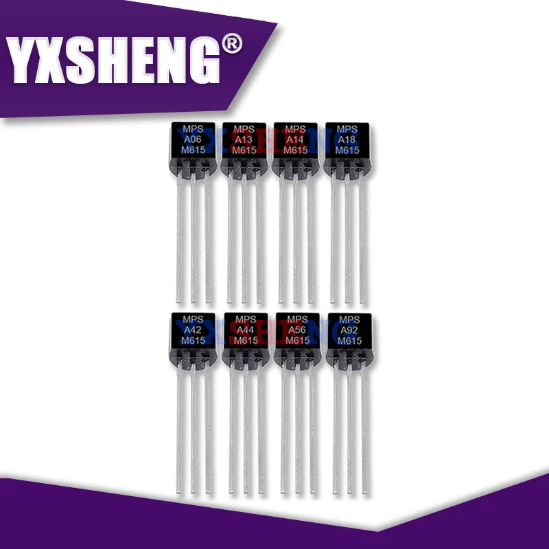 Lote 50 Pcs Transistores Surtidos TO-92 (MPSA06, MPSA13, MPSA14, MPSA18, MPSA42, MPSA44, MPSA56, MPSA92, Z0607MA)