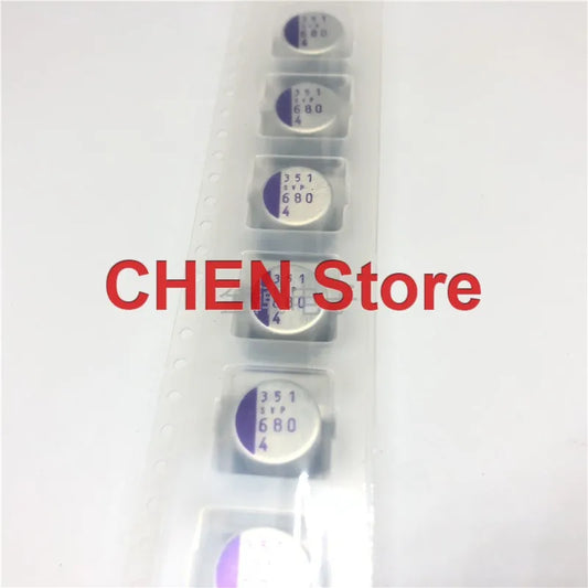 Capacitor Electrolítico Sólido Polímero SMD Sanyo OS-CON SVP (680uF, 4V, 10x8mm) Bajo ESR - Pack 20/50 Unidades