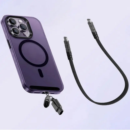 Cable Carga Rápida PD 60W USB-C a USB-C con Lanyard Nylon Trenzado Plano Anti-Pérdida (0.8m/1m/1.2m)