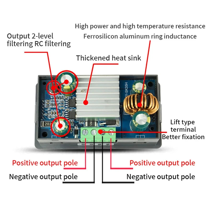 Módulo Convertidor Buck-Boost CC/CV DC 6-36V a 5-30V 35W/80W Fuente Alimentación Ajustable Step-Down/Up Estabilizada