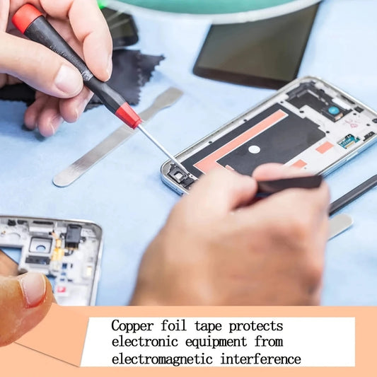 Cinta Adhesiva Reparación Conductora Lámina Cobre DIY (Blindaje EMI, Una Cara) (1 Rollo)
