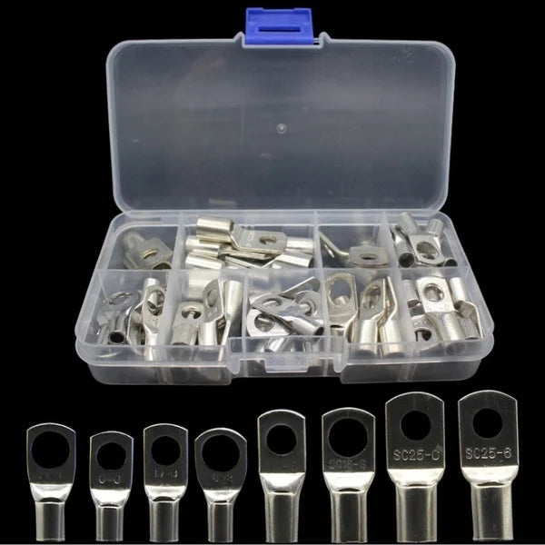 Kit Terminales Anillo Ojal Cobre Estañado (35mm², 60 Terminales) Conectores Cable Desnudo (70/240 Piezas)
