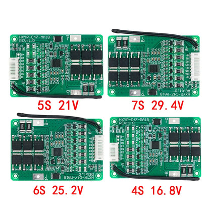 4S/5S/6S/7S BMS 16.8V 21V 20A 18650 Li-ion Lmo Ternary Lithium Battery Charger Protection Board Balance Temperature Protect