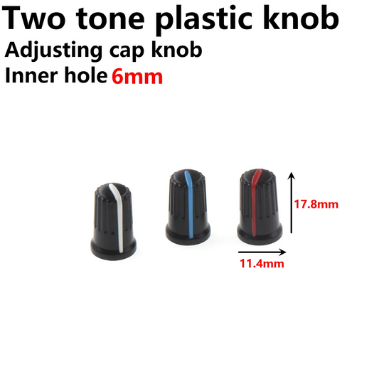 20pcs Potentiometer knob cap 11.4x17.8mm power amplifier audio panel adjustment cap knob two-color plastic knob