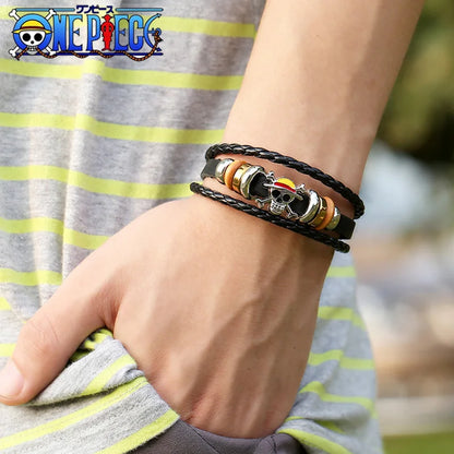 Pulsera Cuero Vintage Anime One Piece (Accesorio Juguete Periférico Animación) Regalo Cumpleaños