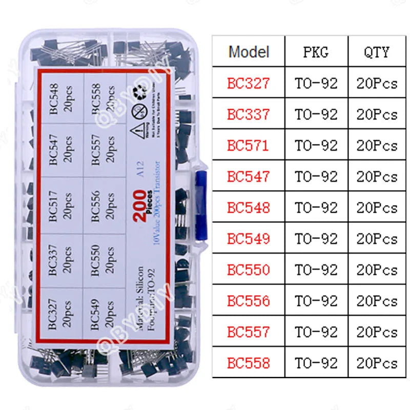 Kit Surtido Transistores/Semiconductores THT (TO-92/126/220) - MOSFET/BJT/Tiristor en Caja