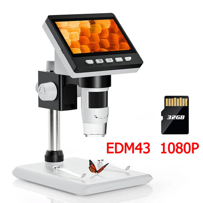 Elikliv EDM43 1080P Digital Microscope 4.3" IPS Screen Microscopes 1000x Entire Coin View Soldering Microscopio for PC Laptop