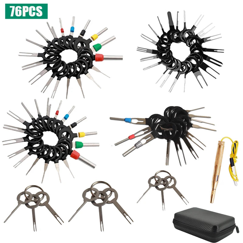 Kit Herramienta Extracción Terminales Enchufe Automotriz (Extractor Pines Conector Cable Eléctrico) para Reparación Autos