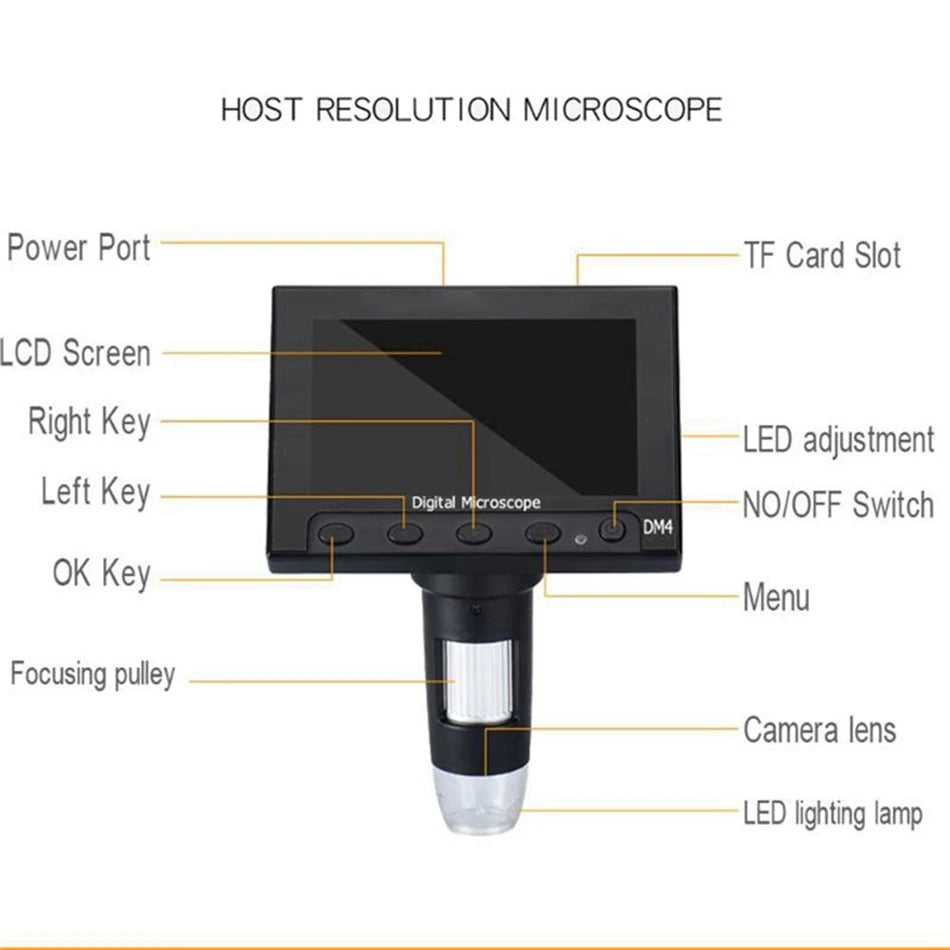 Elikliv EDM4 1000x Digital Microscope for Electronics Soldering PCB Phone Repair with 4.3'' LCD Microscope for Windows MacBook