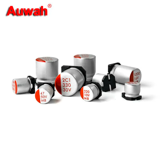 Capacitor Sólido Polímero SMD (47uF-1000uF, 6.3V-63V) - Pack 10 Unidades (Valores Surtidos)