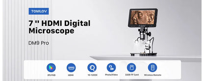 Elikliv EDM9 7 Inch 1080P LCD Digital Microscope 50X-1200X Soldering Electronics Microscopes With LED Lights Support PC Computer