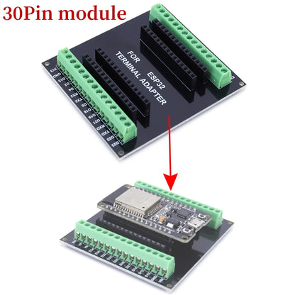 Placa Desarrollo ESP32 (30 Pines, ESP32-WROOM-32S/32D) Módulo Inalámbrico WiFi Bluetooth Doble Núcleo Bajo Consumo