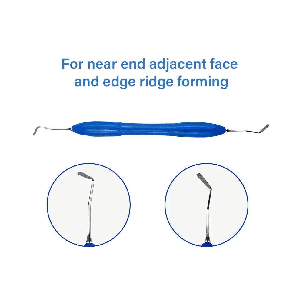 Set Relleno Resina Dental Doble Punta Acero Inoxidable (Espátula Relleno Composite, Mango Silicona)