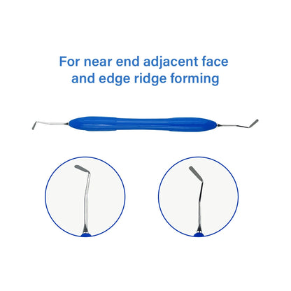 Set Relleno Resina Dental Doble Punta Acero Inoxidable (Espátula Relleno Composite, Mango Silicona)