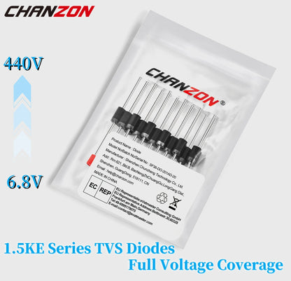 Kit Surtido Diodos TVS DO-201AD - 28 Valores (1.5KE12A a 1.5KE440CA)