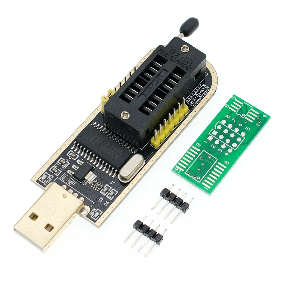 Kit Programador USB CH341A/CH341B 24/25 Series EEPROM Flash BIOS + Clip Test SOIC8/SOP8