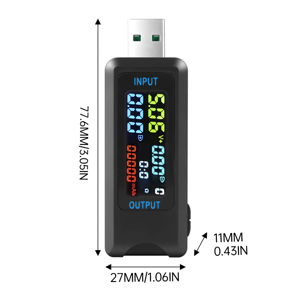Tester USB Medidor Voltaje/Corriente/Capacidad Batería (Voltímetro Doctor Cargador Power Bank)