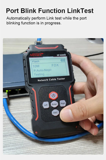 Rastreador Cable Red Noyafa NF-8209S - Tester LAN (Mide Longitud, Wiremap) con Display LCD