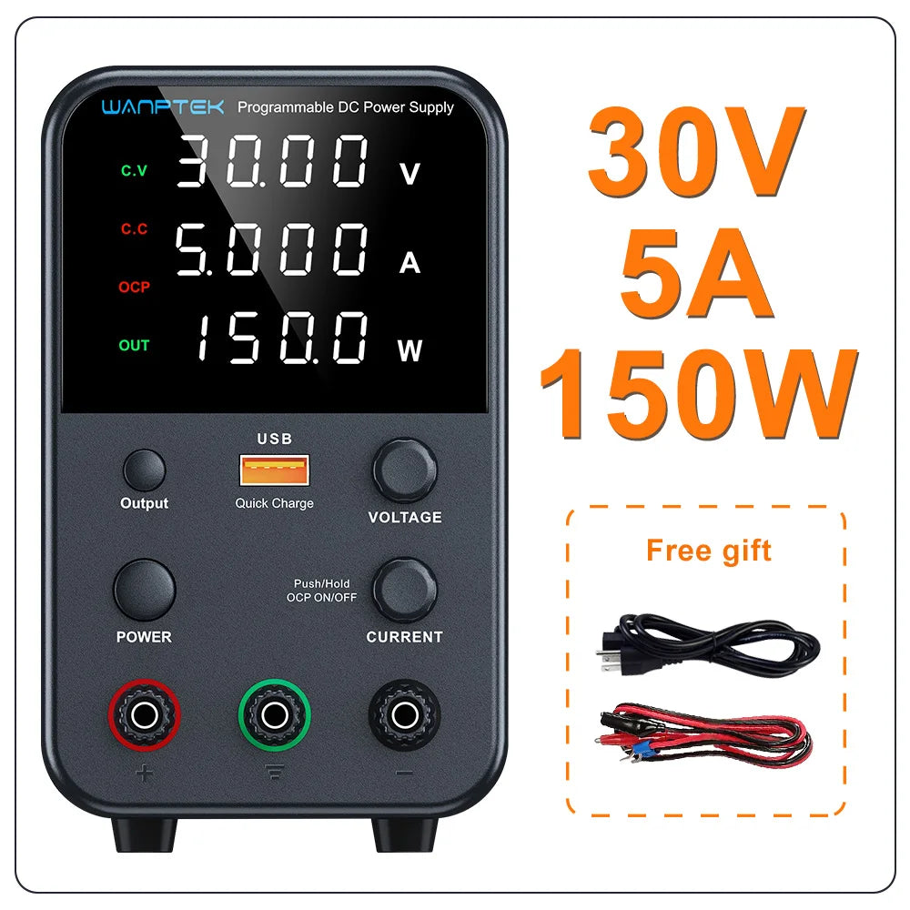 Fuente de Poder Laboratorio WANPTEK DC Ajustable 30V/60V/120V Regulador Voltaje Preajuste V/A (Input 110V/220V)