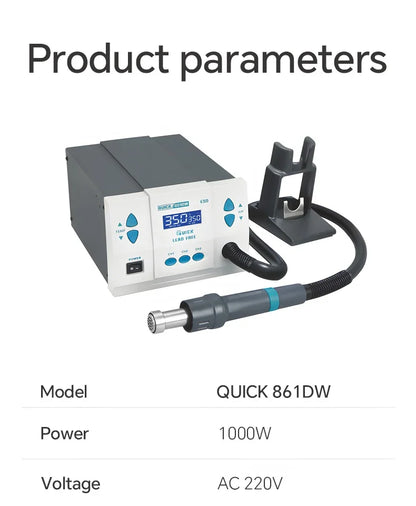 New QUICK 861DW Soldering Station 1000W Digital Display For PCB Chip Repair  Lead-Free Hot Air Soldering Station Rework Station