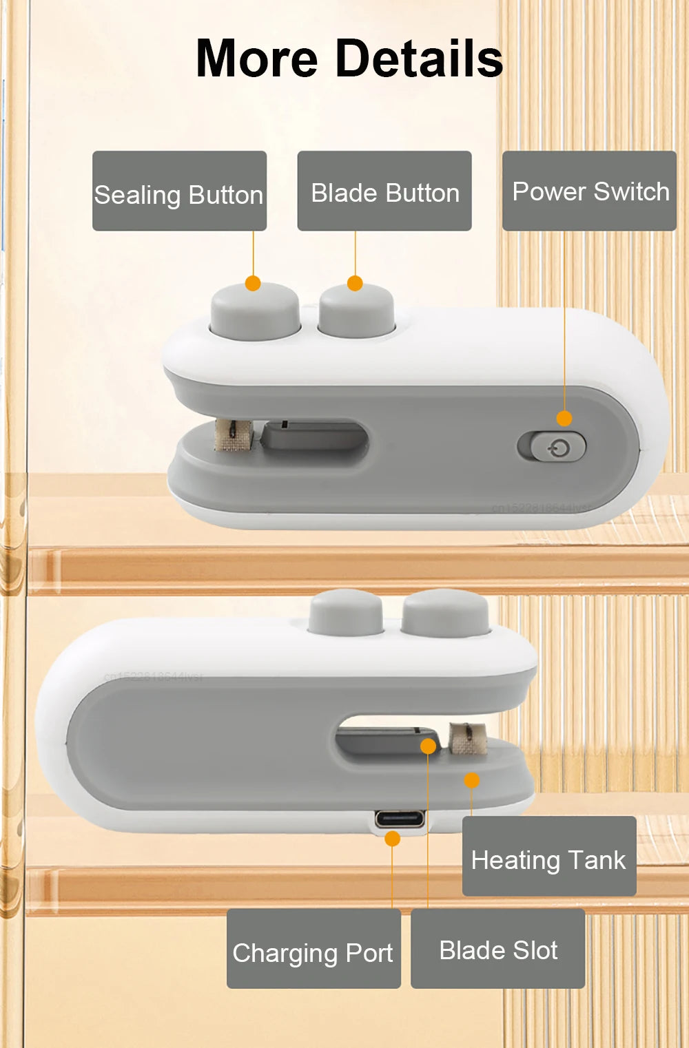 Mini Selladora Térmica Portátil para Bolsas Plásticas Alimentos (Clip Sellador Manual Embalaje)