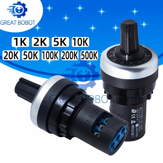 BS LA42DWQ-22 1K 2K 5K 10K 20K 50K 100k 200k 500K  22mm Diameter Pots Rotary Potentiometer Resistance Switch for arduino