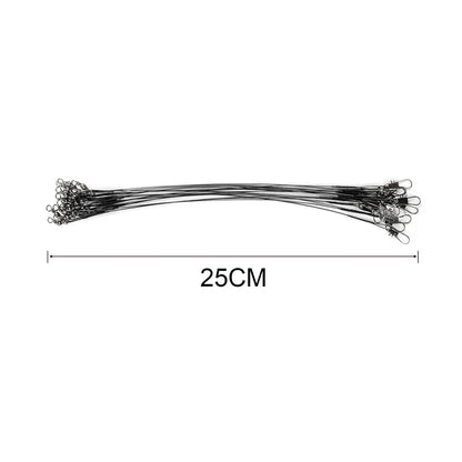 Sedal Acero Líder Anti-Mordida con Giratorio para Pesca (15/20/25/30cm) Accesorio Leadcore (20 Unidades)