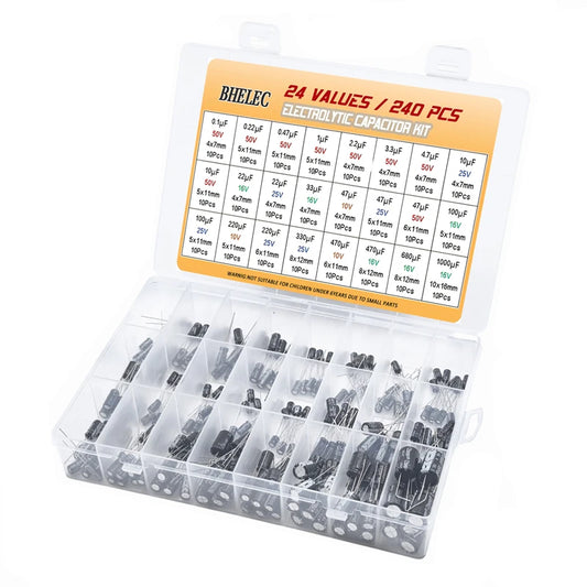 Kit Surtido Capacitores Electrolíticos Aluminio DIP (0.1uF-1000uF, 10V-50V)
