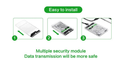 Carcasa Externa Transparente USB 3.0 / Tipo C 3.1 a SATA para Disco Duro HDD/SSD 2.5" Caja Caddy