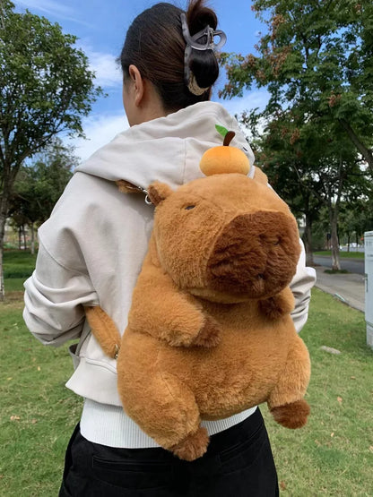 Mochila Peluche Capibara Kawaii Bolso Hombro/Mini Morral Muñeco Peludo Regalo