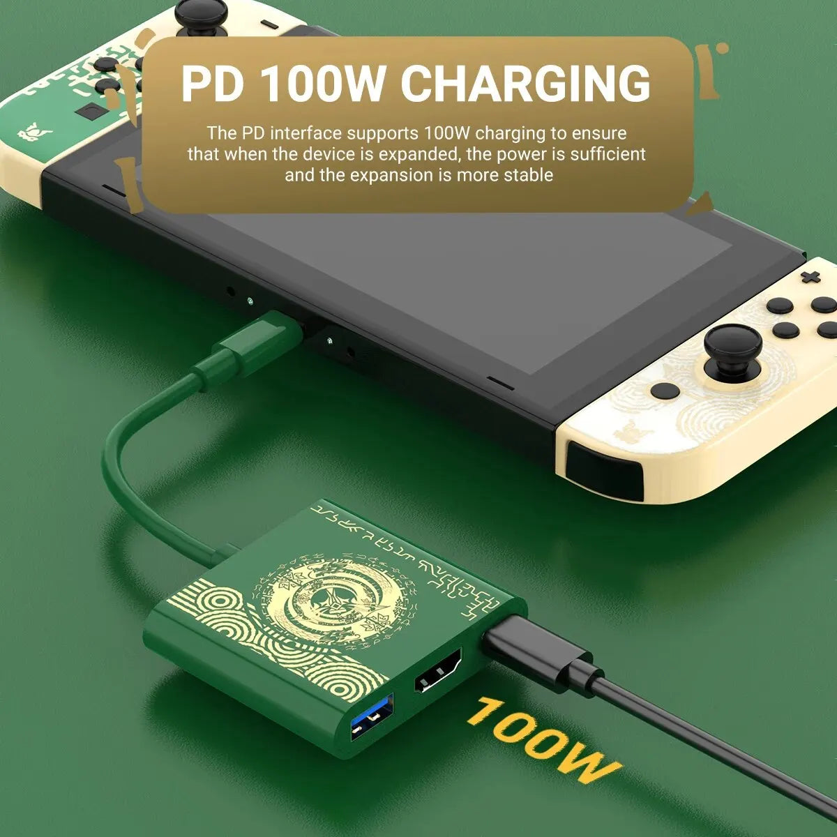 Docking Station PD100W para Nintendo Switch/OLED/Steam Deck/Teléfono/iPad/Laptop (Modo TV, USB-C a HDTV 4K)