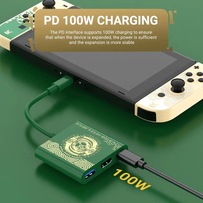 Docking Station PD100W para Nintendo Switch/OLED/Steam Deck/Teléfono/iPad/Laptop (Modo TV, USB-C a HDTV 4K)