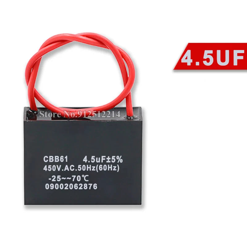 Capacitor Arranque CBB61 (0.8uF-20uF, 450V) para Ventilador/Motor - Unidad (Especificar Valor)